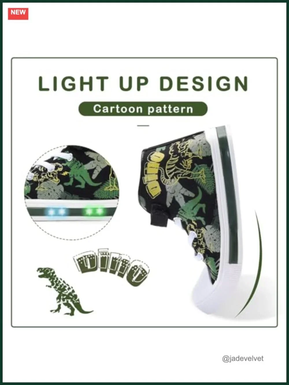 Kids Light-Up High-Top Canvas Sneakers with Hook-and-Loop Closure